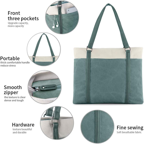 Women'S Work Bag with Laptop Compartment Zipper Pockets Teacher Totes Purse