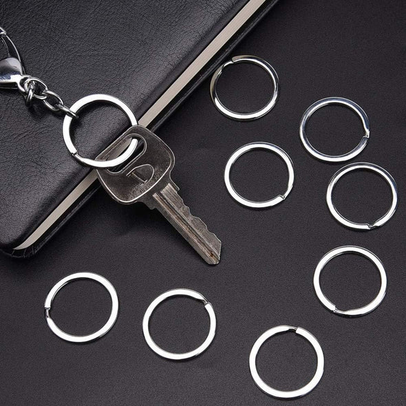 KINGFOREST 100-Pack 1 Inch Metal Key Rings (25Mm) - Silver Split Keychain Rings for Keys, DIY Crafts, Home, Car & Office Accessories - Durable Nickel Flat Keyrings Bulk
