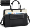 RAINSMORE Laptop Bag for Women 15.6 Inch Leather Laptop Tote Bag Large Computer Bags Waterproof Business Office Work Bags Briefcase with Satchel Purse 2Pcs Set, Black