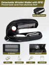 Clip and Go Strap for Phone with Wallet Crossbody Phone Lanyard Adjustable and Detachable RFID Wristlet Wallet with ID Window and Zipper, Black