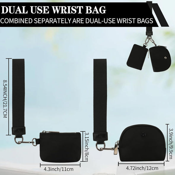 Keychain Wallet Wristlet Wallets for Women Mini Zip Dual Pouch Wristlet