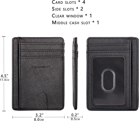 TOURSUIT Travel Minimalist Slim Front Pocket Wallet for Men Women, RFID Blocking Credit Card Holder Case (Cross Black)