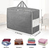 2Pack 105L Extra Large Storage Bags, Folding Moving Comforter Blanket Storage Bags Closet Organizers and Storage Containers for Clothes with Strong Handles&Zippers Clear Window for Bedding Pillow Grey