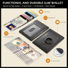 Slim Minimalist Airtag Card Wallet for Men, Front Pocket Premium Crazy Horse Leather Wallet with Airtag Holder, RFID Blocking Cash Credit Card Wallet Compatible with Airtag (Black)