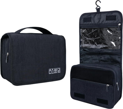 Large Capacity Toiletry Bag Travel Bag with Hanging Hook for Men and Women Waterproof Travel Cosmetic Bag Bathroom Storage Bag for Brushes Set,Full-Sized Shampoo,Toiletries,Accessories-Black