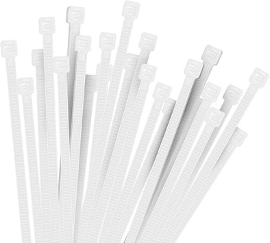 100Pcs Cable Zip Ties White Heavy Duty 12 Inch, Premium Plastic Wire Ties Clear with 50 Pounds Tensile Strength, Self-Locking Nylon White Zip Ties for Indoor and Outdoor