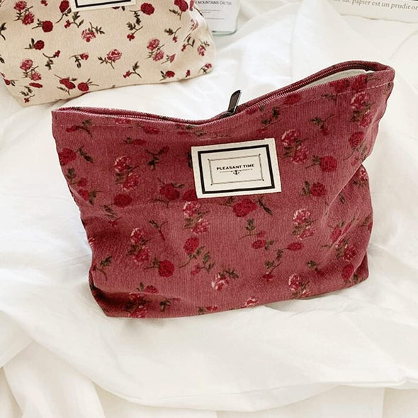Sxosyo Cosmetic Bags for Women Makeup Bag Large Capacity Purse Travel Toiletry Zipper Storage Pouch Make up Brushes Organizer for Gifts (Dark Red, Rose)