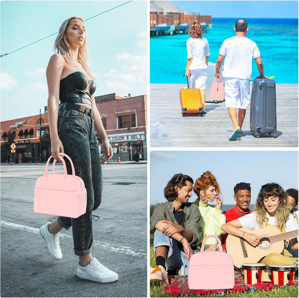 Lunch Bag Lunch Box for Women Men Reusable Insulated Lunch Bags for Adults,Leakproof Cute Cooler Lunch Tote Bag,Large Capacity for Work Travel Picnic, PINK