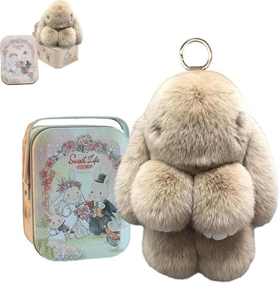 Bunnylulu Keychain with Box, Bunny Keychain with Tin, Bunnycute Plush Key Chain