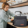 Extracharm Insulated Lunch Bag for Women/Men - Reusable Lunch Box for Office Picnic Hiking Beach - Leakproof Cooler Tote Bag Organizer with Adjustable Shoulder Strap for Adults - Black