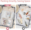 PACKISM Clear Makeup Bag - Soft Plastic Color-Edged TSA Approved Toiletry Bag, Reusable Clear Toiletry Bags with Golden Zipper, Beige