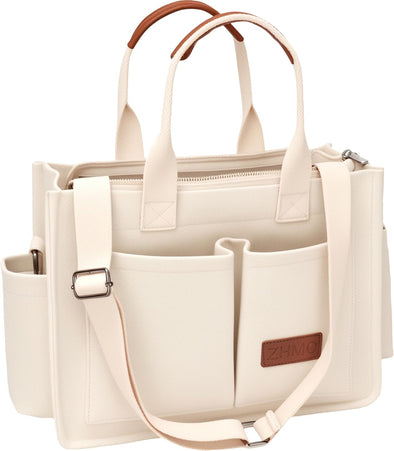 Tote Bag for Women with Compartments,Large Canvas Tote Women'S Purse Crossbody Bags Work Laptop Book Bag Satchels Handbags