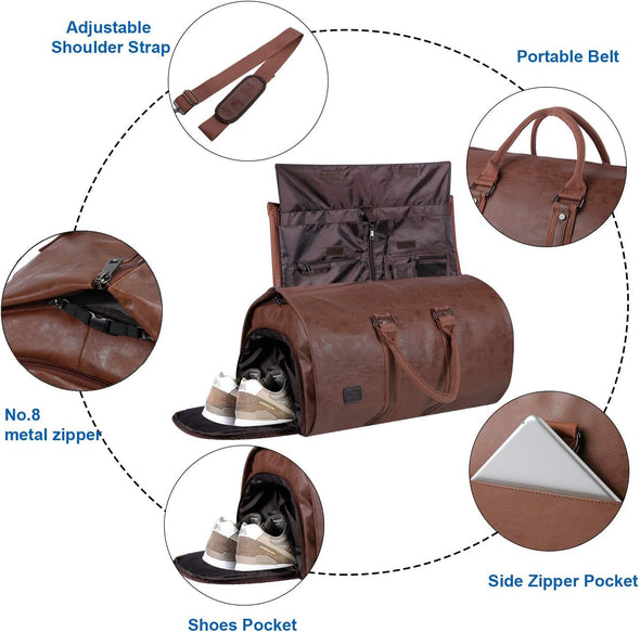 Seyfocnia Convertible Travel Garment Bag,Carry on Garment Duffel Bag for Men Women - 2 in 1 Hanging Suitcase Suit Business Travel Bag
