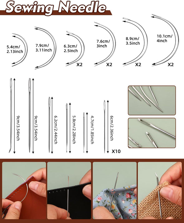 BAGERLA Heavy Duty Sewing Kit, 48Pcs Needle and Thread Kit with Upholstery Thread Needles Sewing Awl Seam Ripper, Upholstery Repair Sewing Kit for Car Seats Carpets Shoes Backpacks DIY Crafting