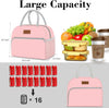 Coobiiya Lunch Bag for Women Men, Insulated Reusable Picnic Bag, 10.8"L X 6.3"W X 8.85"H, Pink