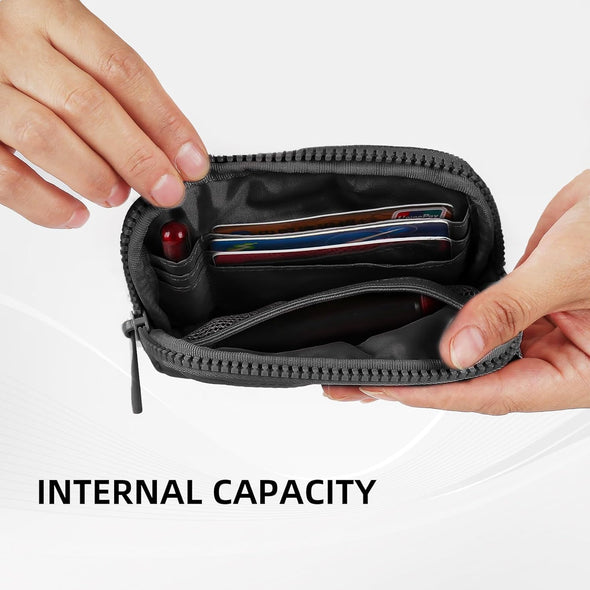 Didida the Iris Wallet Zip Card Case with ID Window Purses for Women Coin Purse with Zipper Mini Portable Keychain Wallet, Black