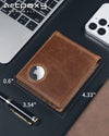 Mens Wallet with Airtag Holder, Bifold Leather RFID Blocking 1-2 ID Windows 12-13 Card Holders, Gift Box and Screen Protector Included, Airtag Not Included