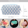 PAZIMIIK Checkered Makeup Bag for Purse Portable Zipper Make up Pouch Small Cosmetic Case for Travel Accessories (Blue)