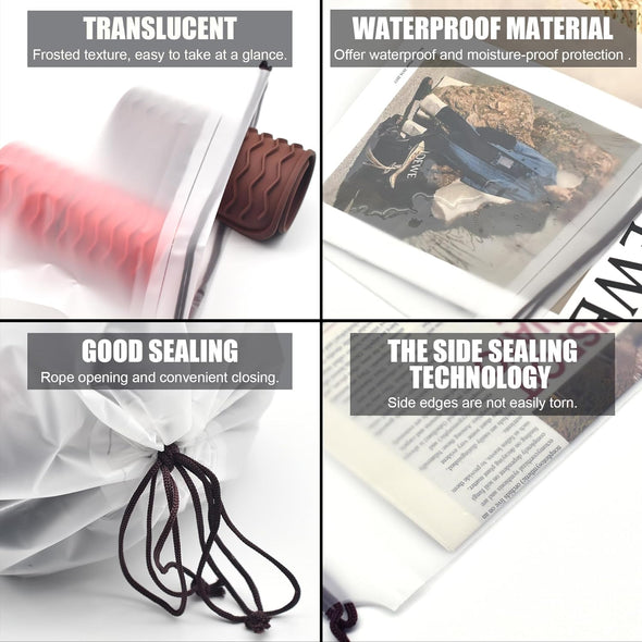 Hoewina Transparent Shoe Bags for Travel with Rope 8PCS Large Clear Shoe Bag Storage 11.8In X 15.7In Portable Travel Shoe Bags for Men and Women