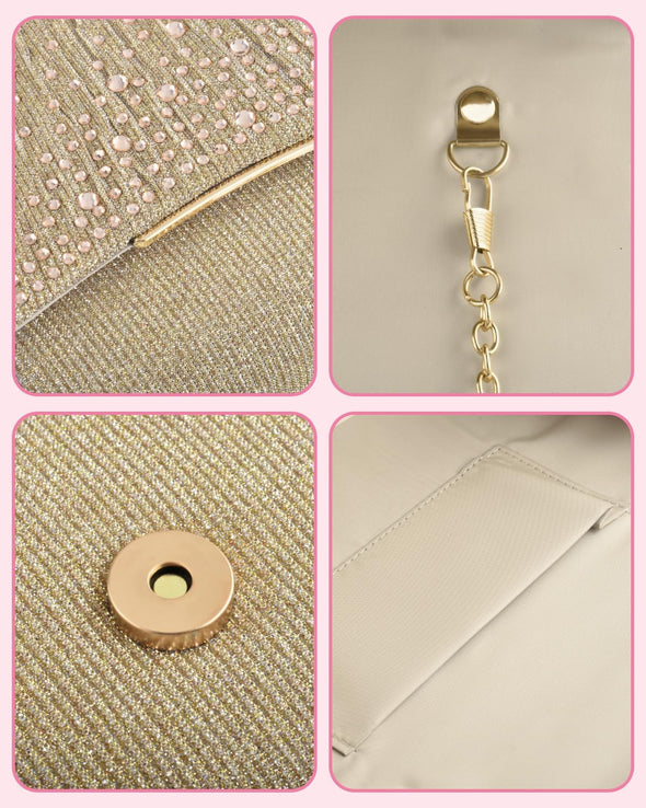 TINDTOP Clutch Purses for Women, Formal Evening Bags Suede Shoulder Envelope Party Handbags Wedding Cocktail Prom Clutches
