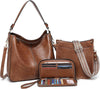 Purses for Women 3PCS, Crossbody Bags Set Large Leather Purse Shoulder Handbags with Wallet Adjustable Straps for Ladies Tote