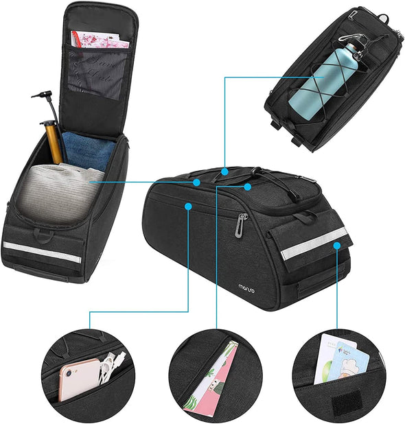 MOSISO Bike Rack Bag, Waterproof Bicycle Trunk Pannier Rear Seat Pouch Cycling Bike Carrier Backseat Storage Luggage Saddle Shoulder Bag
