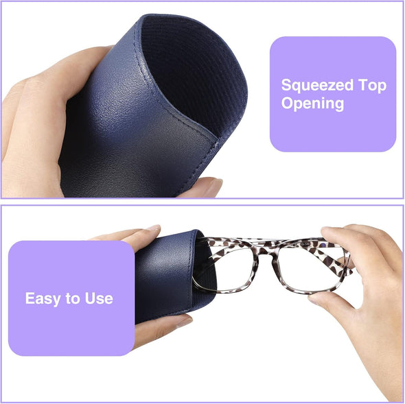 CREPUSCOLO 6 Pack Soft Glasses Cases, Leather Eyeglass Cases Travel Glasses Case for Women, Men, Kids