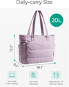 BAGSMART Tote Bag for Women, Lightweight Puffy Tote Bag with Compartments, Quilted Shoulder Bag Handbag for Travel, Work