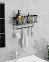 Key Holder for Wall - Key Rack with 5 Key Hooks, 11.02" L×2.75" W×4.92" H, Key and Mail Organizer Wall Mount with Mesh Basket, Key Hanger for Wall, Entryway, Home Decor(Matte Black)