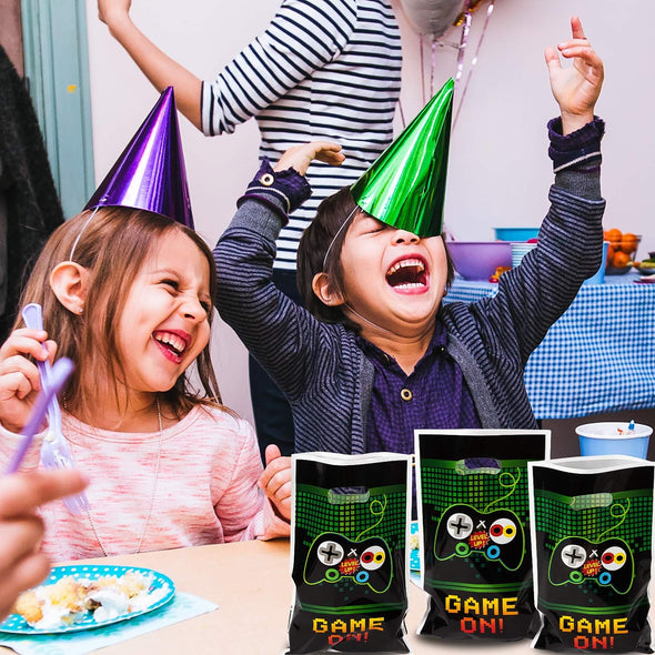 PANTIDE Video Games Party Favor Bags, Game on Plastic Loot Gifts Bags, Gaming Goody Candy Treat Bags for Video Game Themed Birthday Party Supplies Decorations, Set of 50