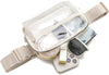 Clear Belt Bag Clear Fanny Pack Stadium Approved for Women Men with Adjustable Strap Clear Crossbody Bag Waist Bag for Concerts Sports Travelling Hiking Running (BEIGE)