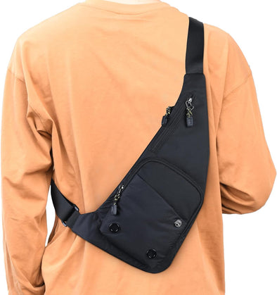 Peicees Waterproof Sling Bag Crossbody Bag for Men Slim Chest Backpack Man Purse Small Shoulder Bag for Travel Hiking