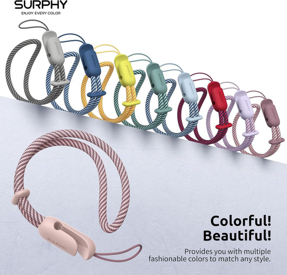 SURPHY 2 Pack Phone Lanyard, Phone Wrist Strap, anti Theft Phone Strap, Phone Charm with 2-Color Braided, Phone Wrist Lanyard for Women and Men, Pink & Gray