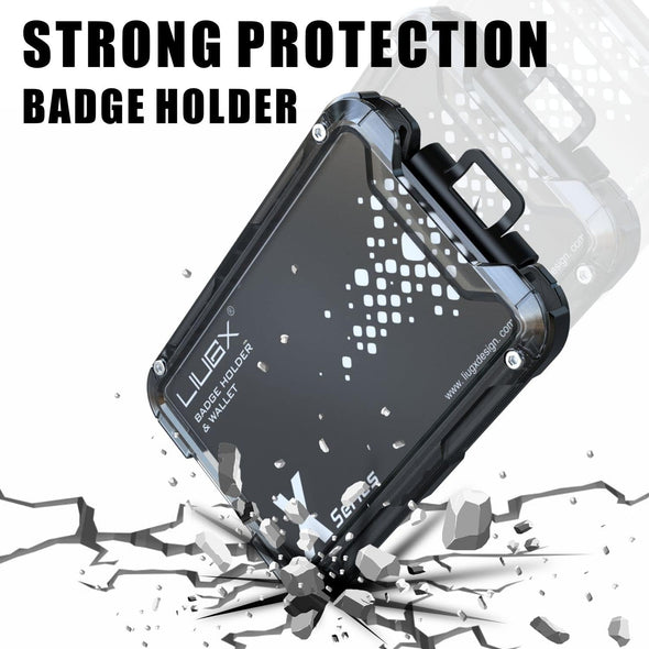 LIUGX Carbon Fiber Badge Holder, ID Card Holder with Metal Clip - Heavy Duty Portable Wallet (Holds 1 to 4 Cards),For Office Police Worker Outdoor,Black