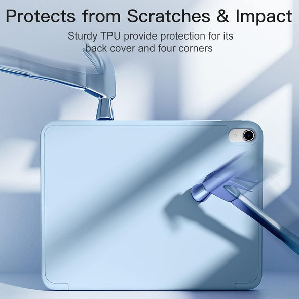 Akkerds Compatible with Ipad (A16) 11Th Generation Case 11 Inch 2025, for Ipad 10Th Generation Case 10.9 Inch 2022 with Pencil Holder, Slim Trifold Stand Protective Cover with Soft TPU Back, Sky Blue