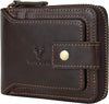 MING CLAN Zipper Wallet Men RFID Blocking Leather Flap ID Window Zip Coin Pocket Bifold Credit Card Wallets -Big Capacity for Travel