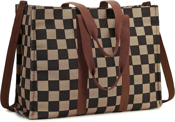 Laptop Tote Bag for Women Work 15.6 Inch Canvas Shoulder Bags Computer Messenger Purse Teacher Handbag Office Briefcase