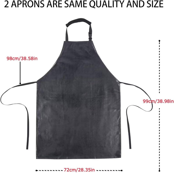 Homsolver 2 Pack Waterproof Rubber Vinyl Apron for Unisex Adult, Lightweight Chemical Resistant Industrial Work Apron