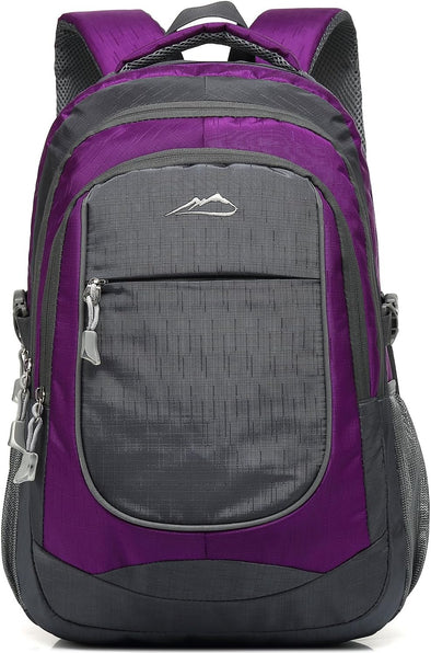 Proetrade Backpack Bookbag for College Sturdy Travel Business Hiking Fit Laptop up to 15.6 Inch Multi Compartment Gifts for Men Women Night Light Reflective (Purple A)