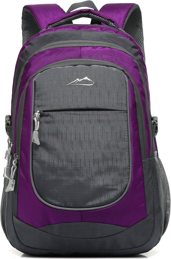 Proetrade Backpack Bookbag for College Sturdy Travel Business Hiking Fit Laptop up to 15.6 Inch Multi Compartment Gifts for Men Women Night Light Reflective (Purple A)