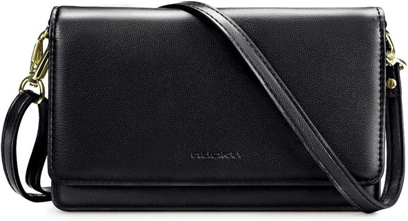 Nuoku Crossbody Bag for Women Cellphone Little Purse with Credit Card Slots Lightweight Leather Wristlet Wallet