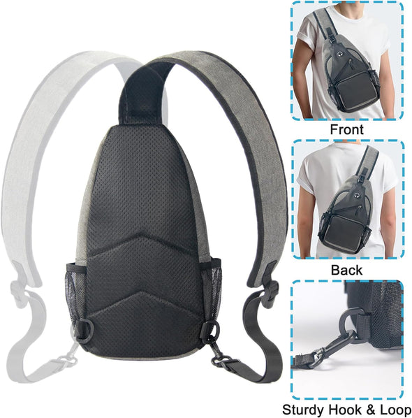 Crossbody Sling Bag for Men with Adjustable Shoulder Strap Shoulder Backpack Chest Bag Travel Hiking Daypacks