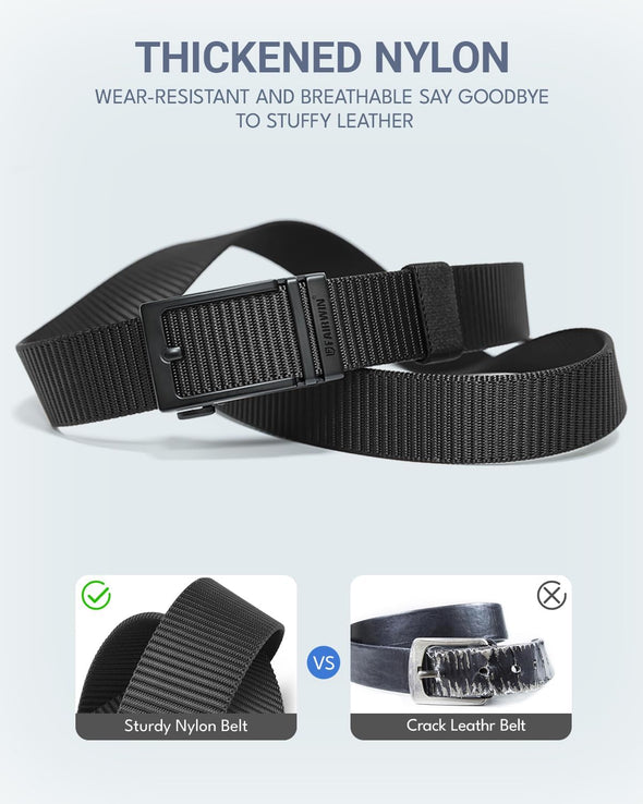 FAIRWIN Men'S Ratchet Belt - Nylon Web Work Belt with Automatic Buckle, Adjustable for Jeans, Pants, Golf, and Everyday Use
