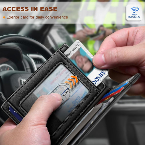 BULLIANT Men Airtag Wallet,Slim Wallet Money Clip Card Holder Magnetic Closure 12 Cards in Front Pocket RFID Blocking