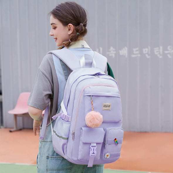 Abshoo Big Student Laptop Backpack for College Women Middle High School Teen Girls Bookbag Travel Daypack (Purple)