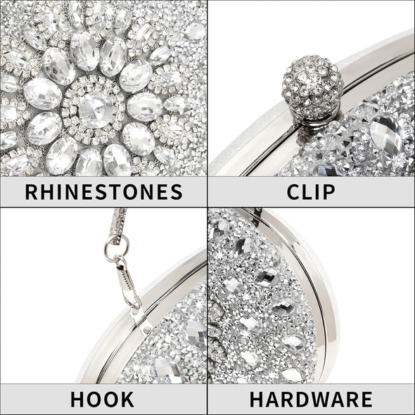 Women'S Evening Bags Sparkly Rhinestone Clutch Purses Luxury Handbags