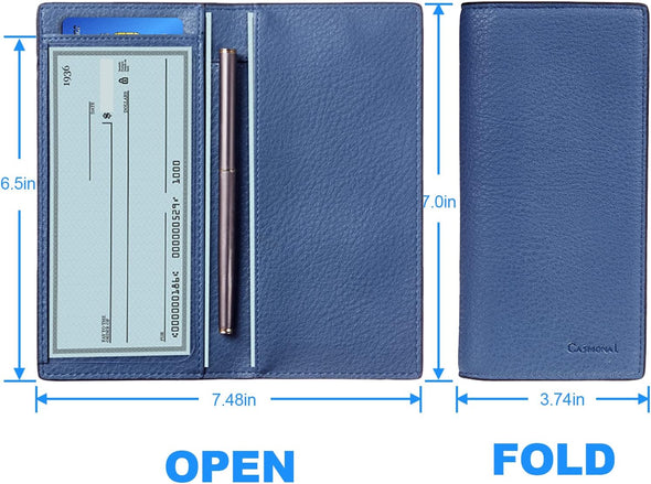 Premium Leather Checkbook Cover for Men & Women Checkbook Holder Wallet RFID Blocking