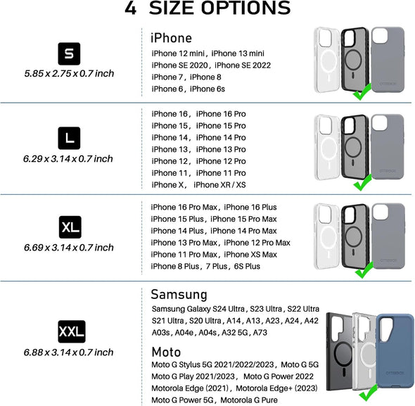 Ykooe Rugged Nylon Holster Compatible with Iphone 16/15/14/13/12 Pro Max & plus Models, Galaxy S24/S23/S21/S20 FE Cell Phone Belt Holder for Men, Black - XL