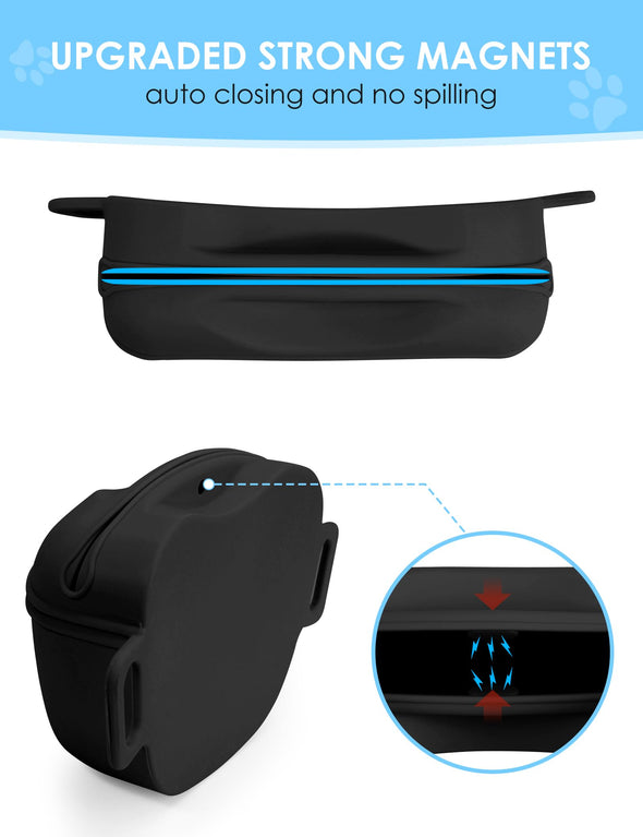heouvo Magnetic Silicone Dog Treat Pouch with Training Clicker & Waist Belt for Pet Training Walking, Black