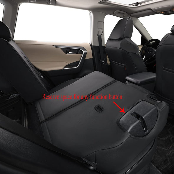 EKR Leather Car Seat Covers Custom, Fit Select Toyota RAV4 (2019-2025) LE,XLE,XLE Premium,Limited Full Set - Black